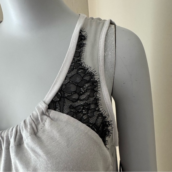 NWT ELLA MOSS Gray Modal Silk Tank Top with Black Lace Detail Size Small - Picture 3 of 15